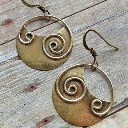 Spiral Disc Dangle Earrings