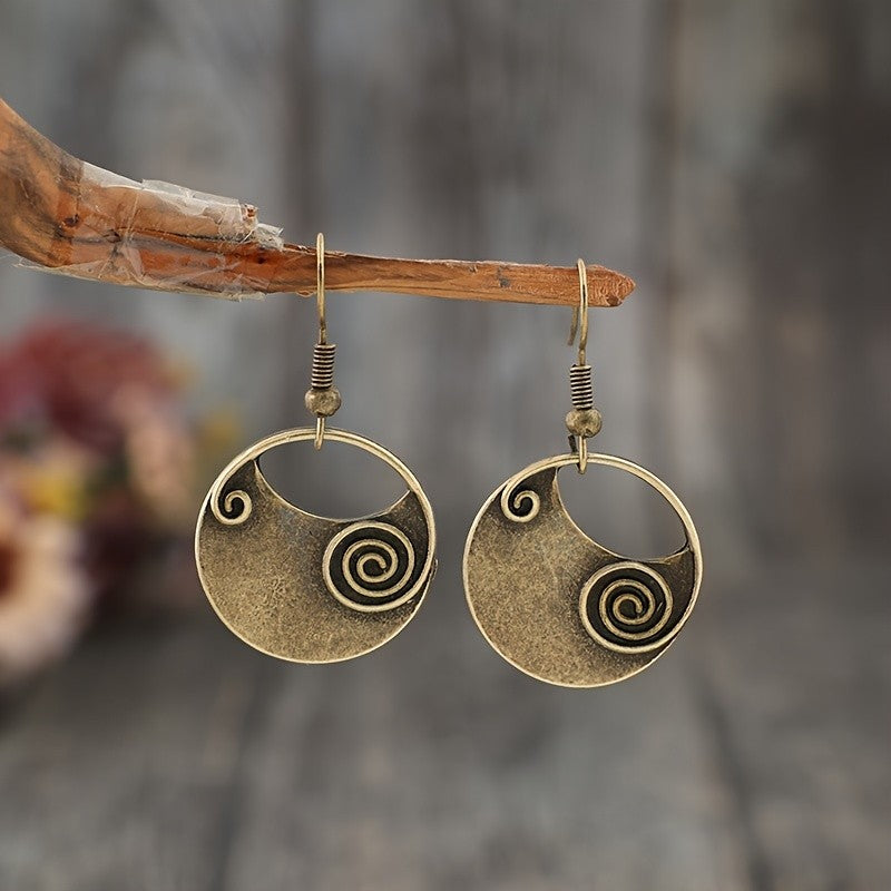 Spiral Disc Dangle Earrings