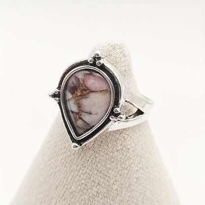 Pink Mosaic Teardrop Ring
