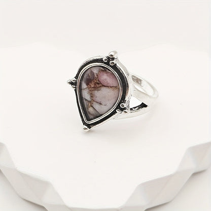 Pink Mosaic Teardrop Ring