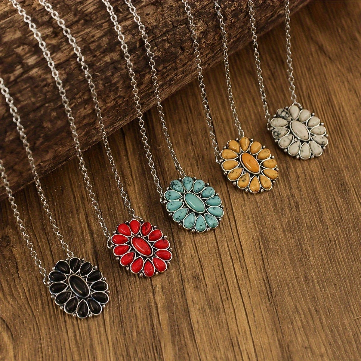 Red Floral Pendant Necklace