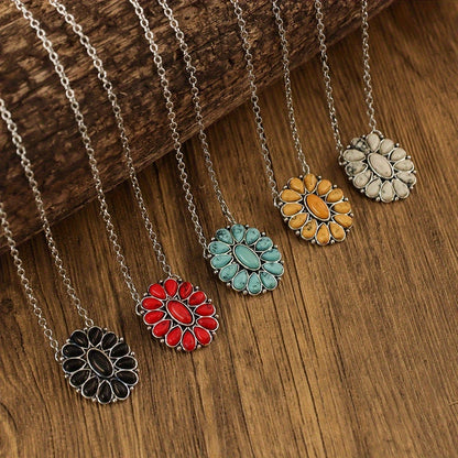 Red Floral Pendant Necklace