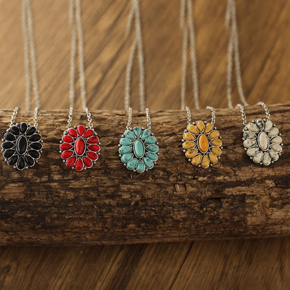 Red Floral Pendant Necklace