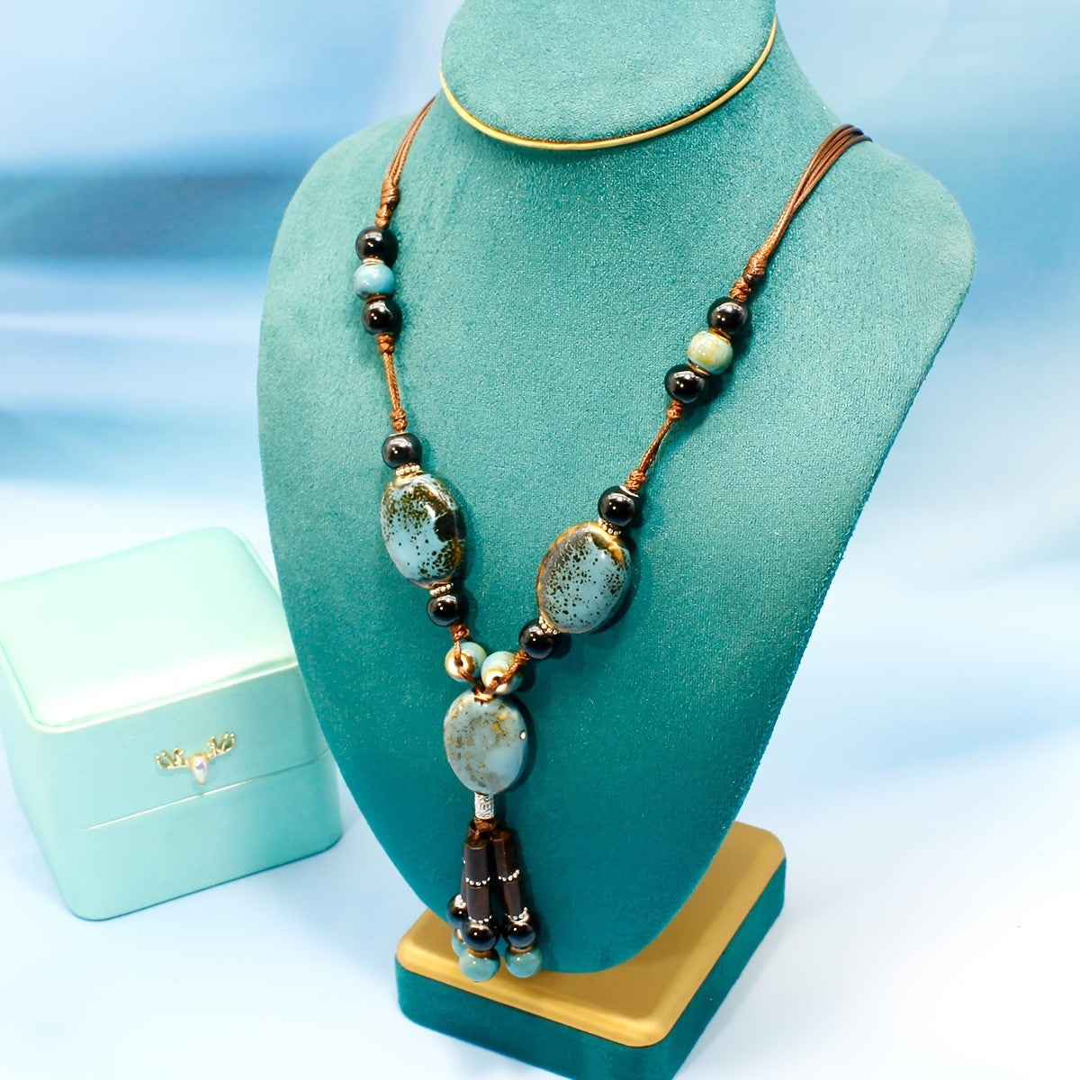 Speckled Ceramic Bead Necklace