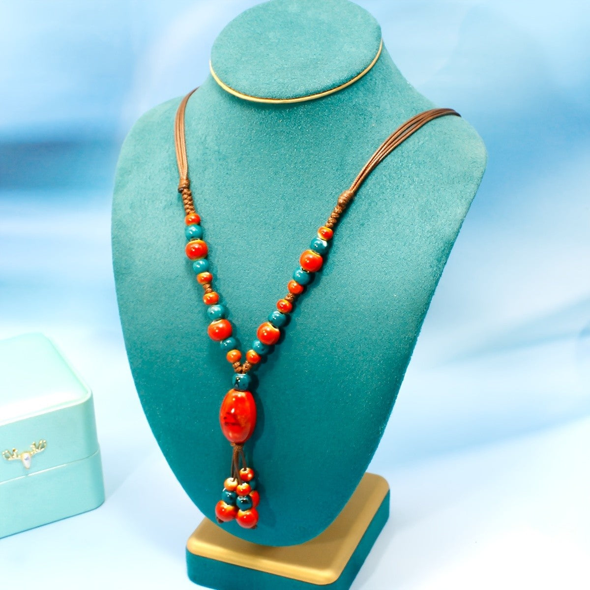 Speckled Ceramic Bead Necklace
