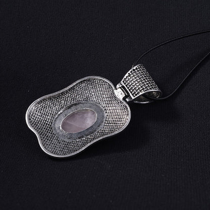 Enamel Butterfly Rose Quartz Pendant