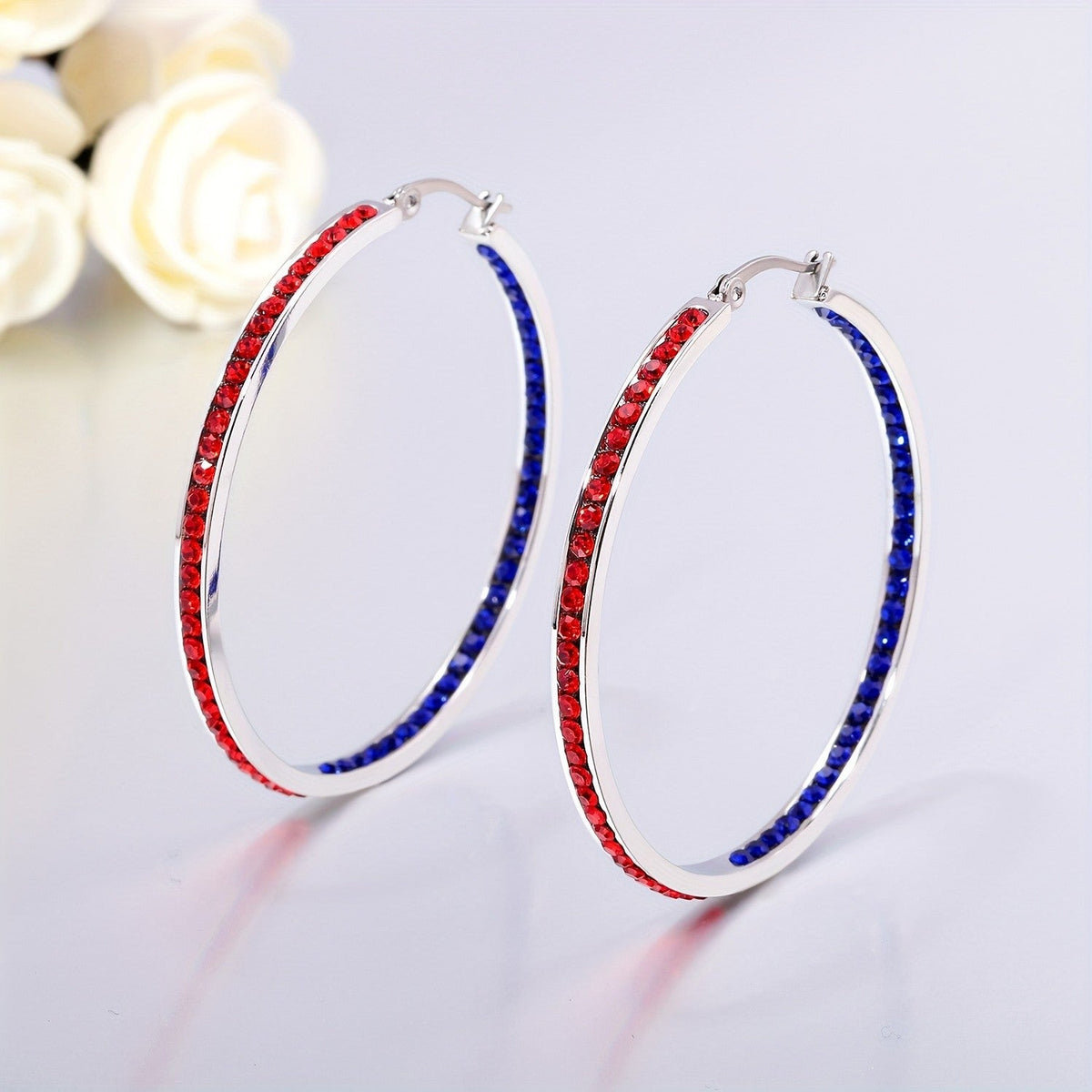 Turquoise Pave Hoop Earrings