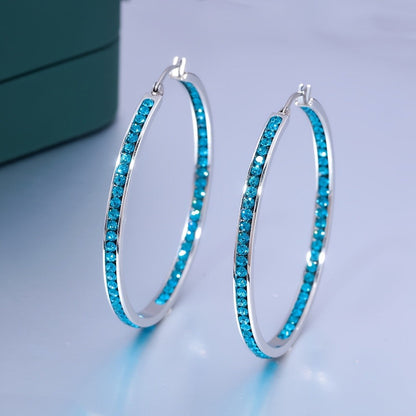 Turquoise Pave Hoop Earrings