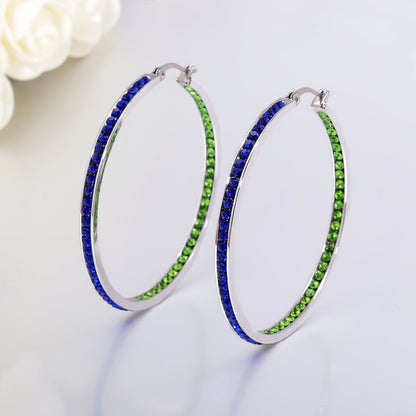 Turquoise Pave Hoop Earrings