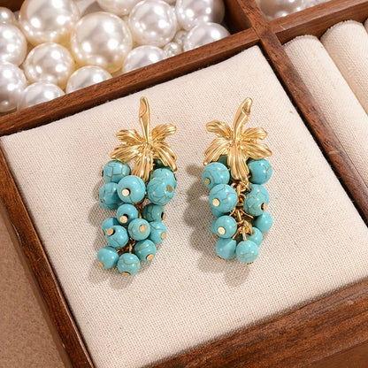 Grape Cluster Tassel Earrings