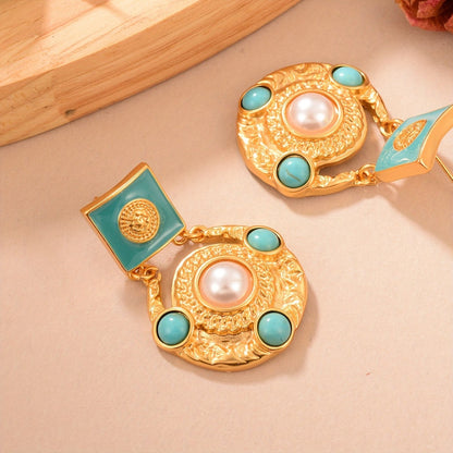 Turquoise Square Drop Earrings