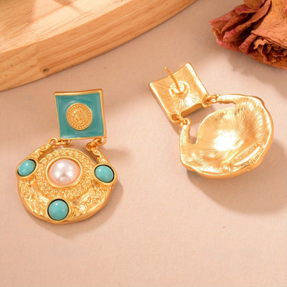 Turquoise Square Drop Earrings