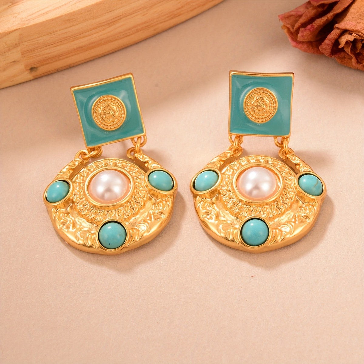Turquoise Square Drop Earrings