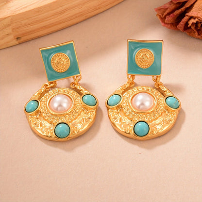 Turquoise Square Drop Earrings