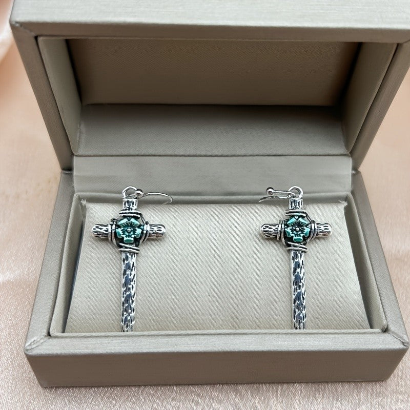 Textured Cross Flower Earrings