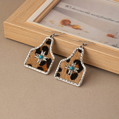 Leopard Star Geometric Earrings
