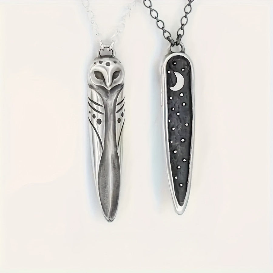 Owl & Moon Double-Sided Necklace