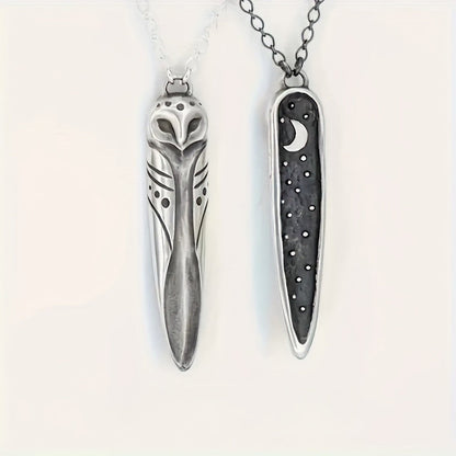 Owl & Moon Double-Sided Necklace