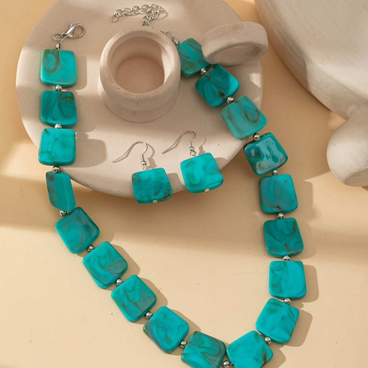 Turquoise Square Jewelry Set