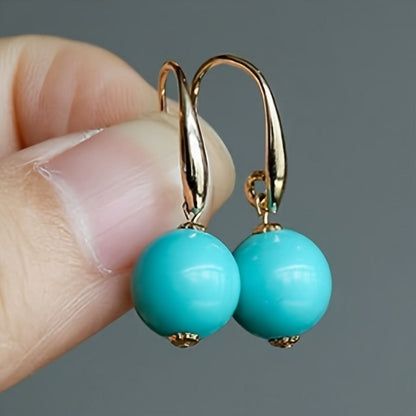 Round Turquoise Drop Earrings