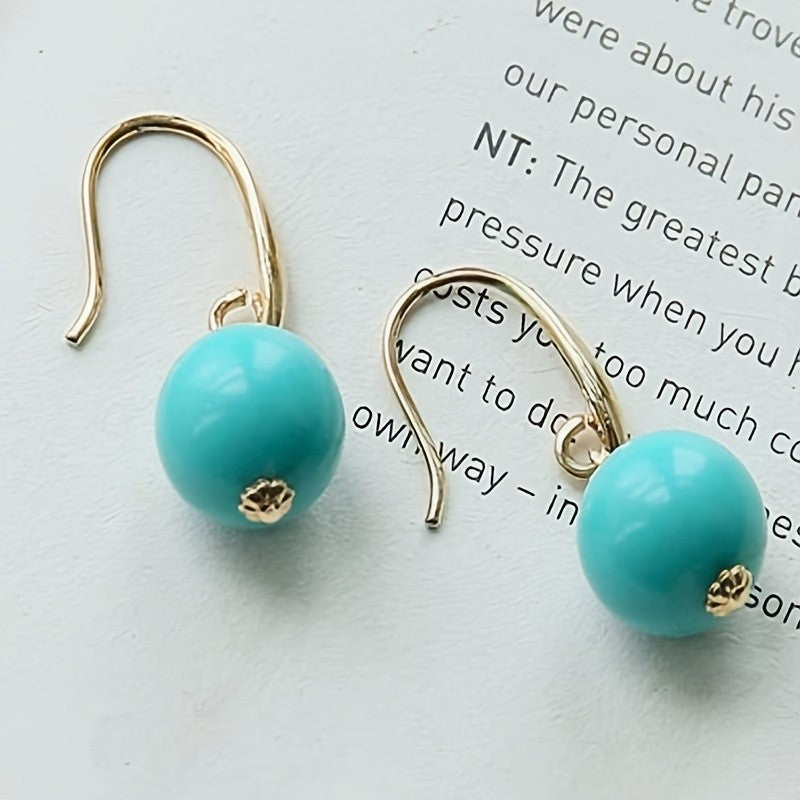 Round Turquoise Drop Earrings