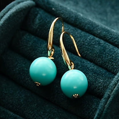 Round Turquoise Drop Earrings