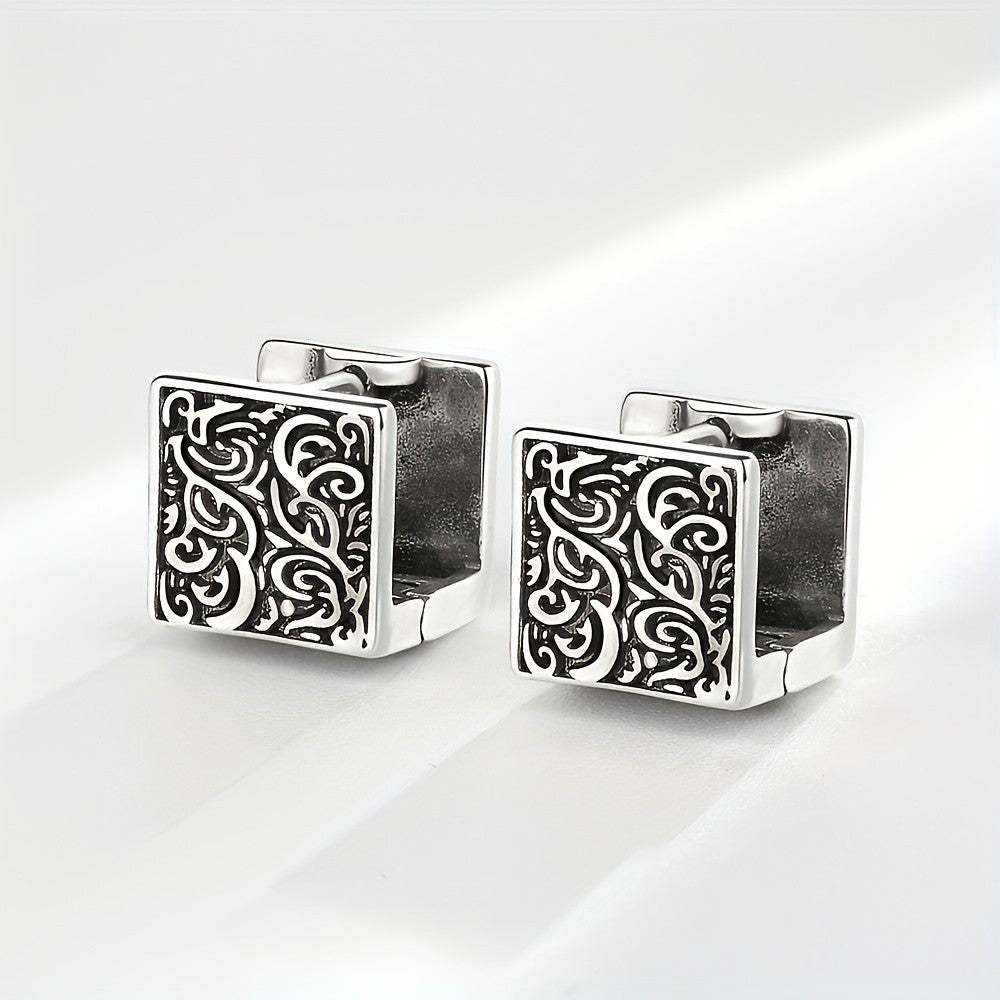 Square Floral Huggie Earrings