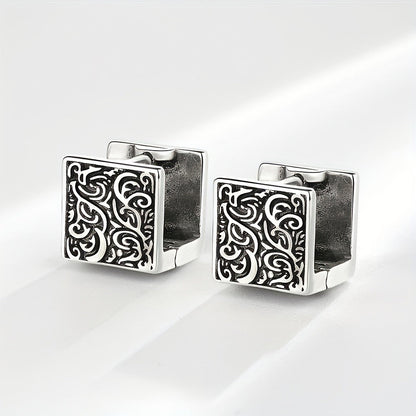 Square Floral Huggie Earrings