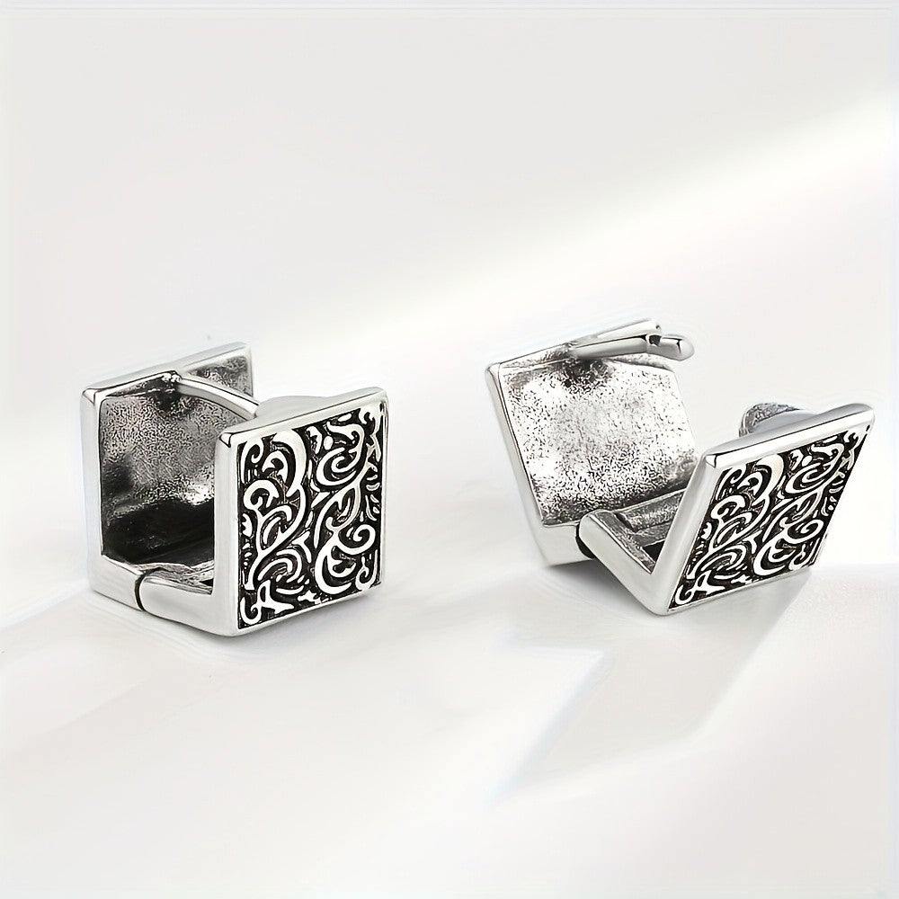 Square Floral Huggie Earrings