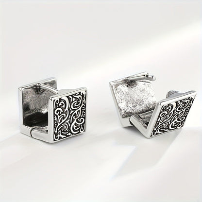 Square Floral Huggie Earrings