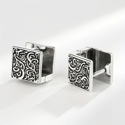 Square Floral Huggie Earrings