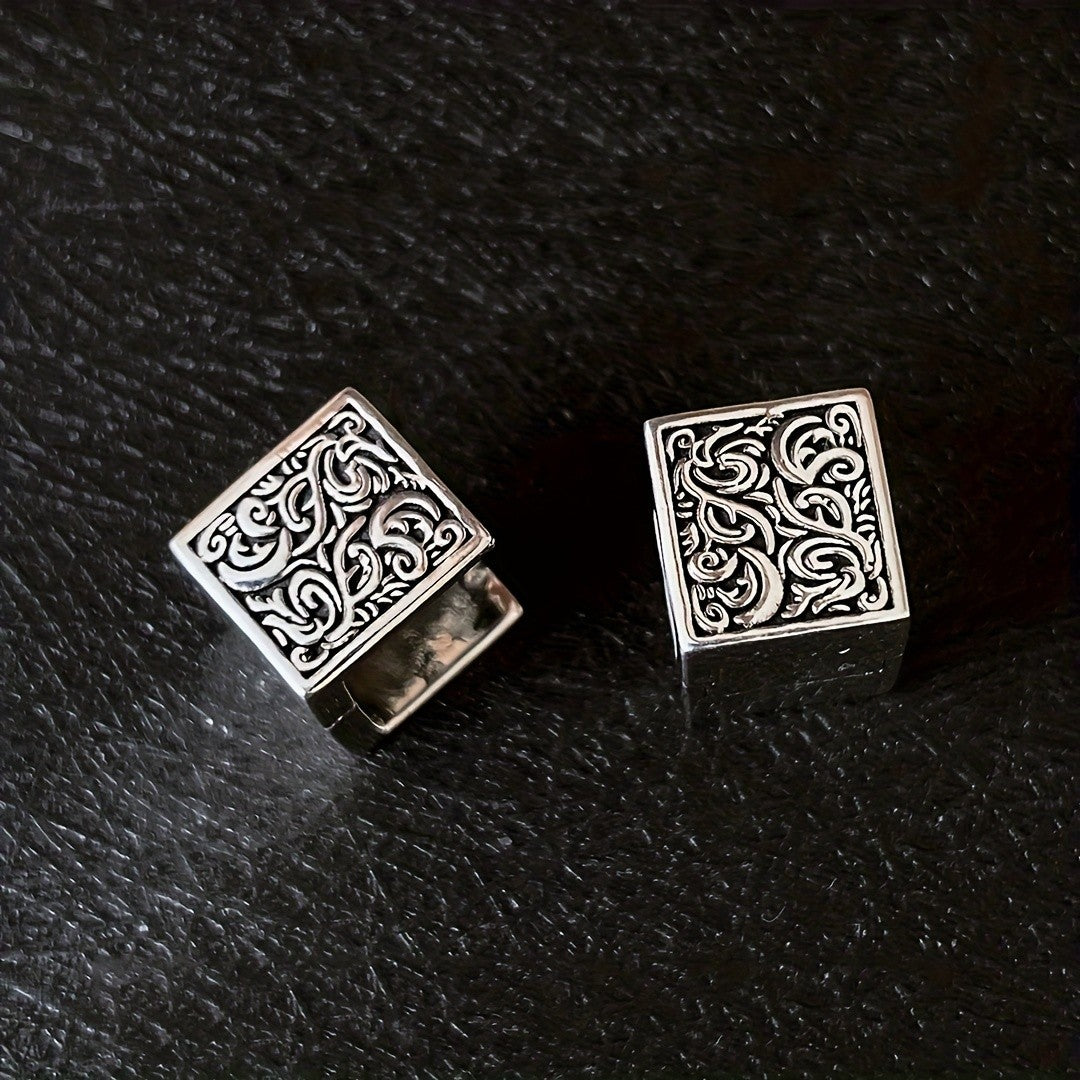 Square Floral Huggie Earrings