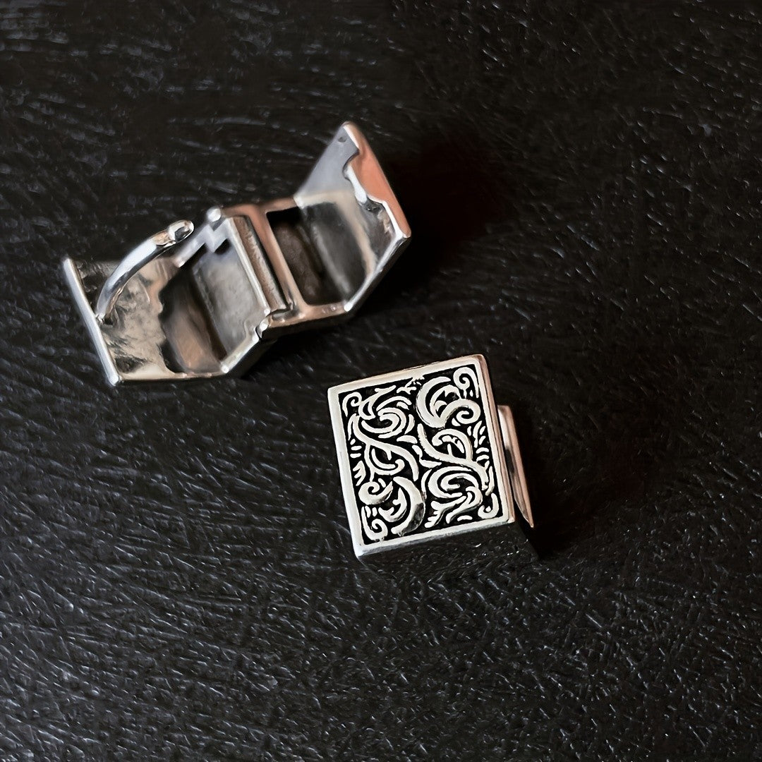 Square Floral Huggie Earrings