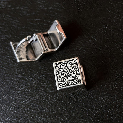 Square Floral Huggie Earrings