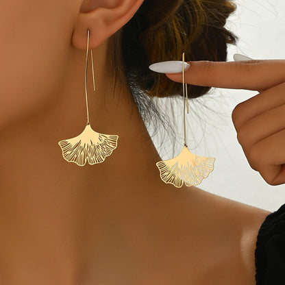 Ginkgo Leaf Drop Earrings
