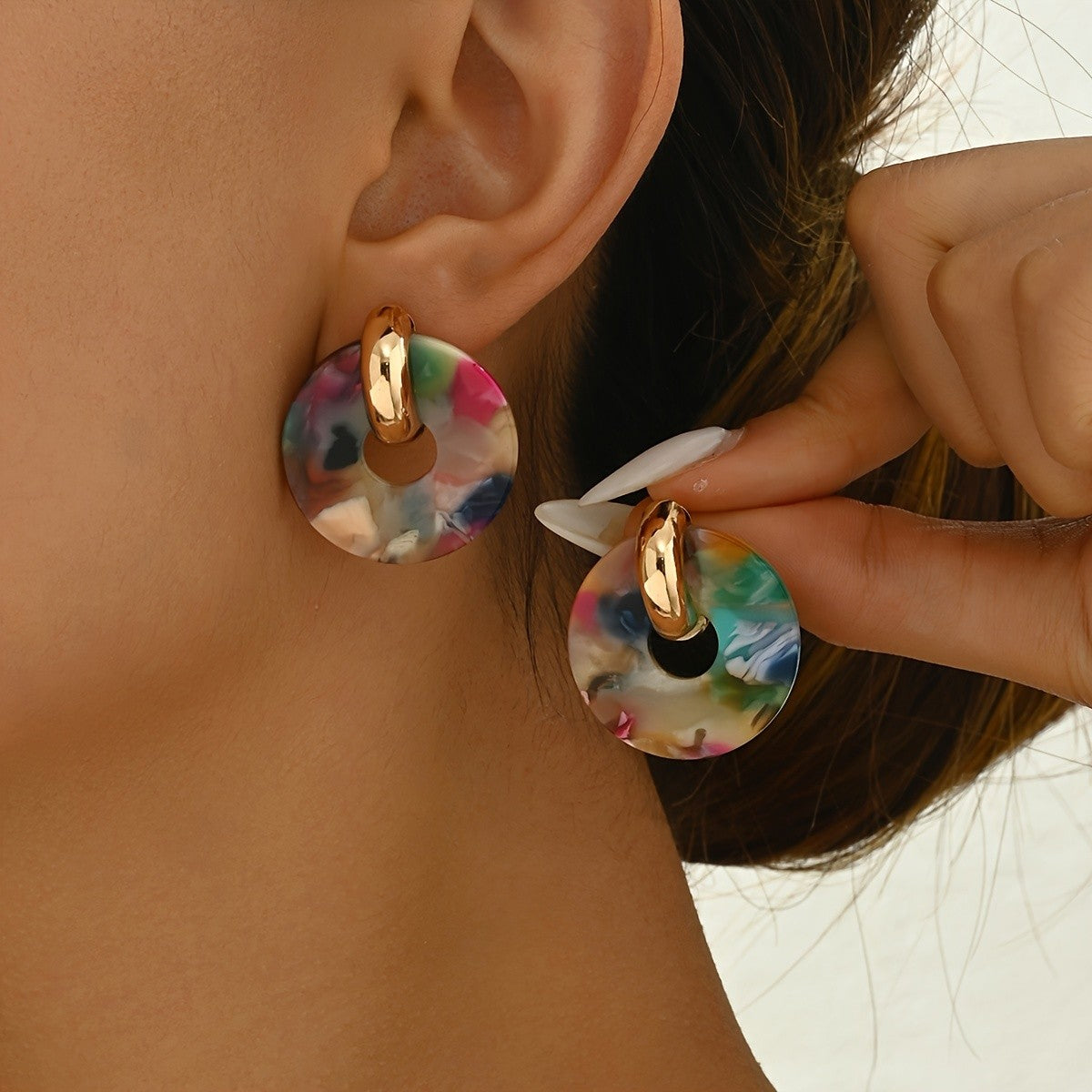 Marbled Disc Earrings
