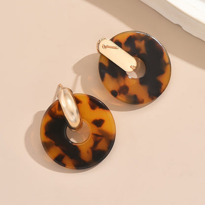 Leopard Print Round Drop Ring