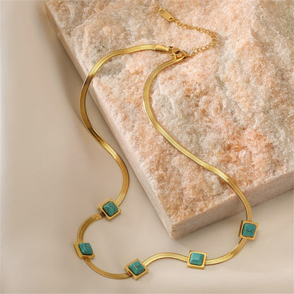 Turquoise Square Snake Chain Bracelet