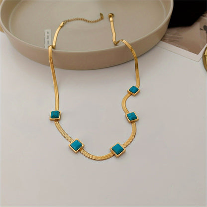Turquoise Square Snake Chain Bracelet