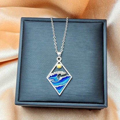 Blue Wave Diamond Necklace
