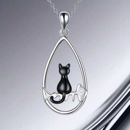 Black Cat Teardrop Jewelry Set