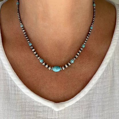 Turquoise Oval Beaded Necklace