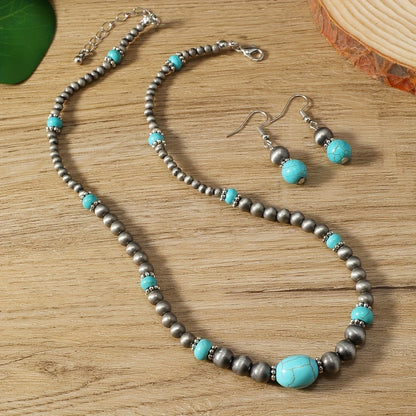 Turquoise Oval Beaded Necklace