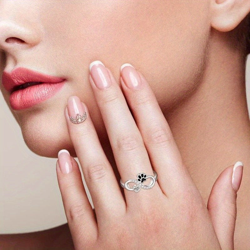 Paw Print Infinity Ring