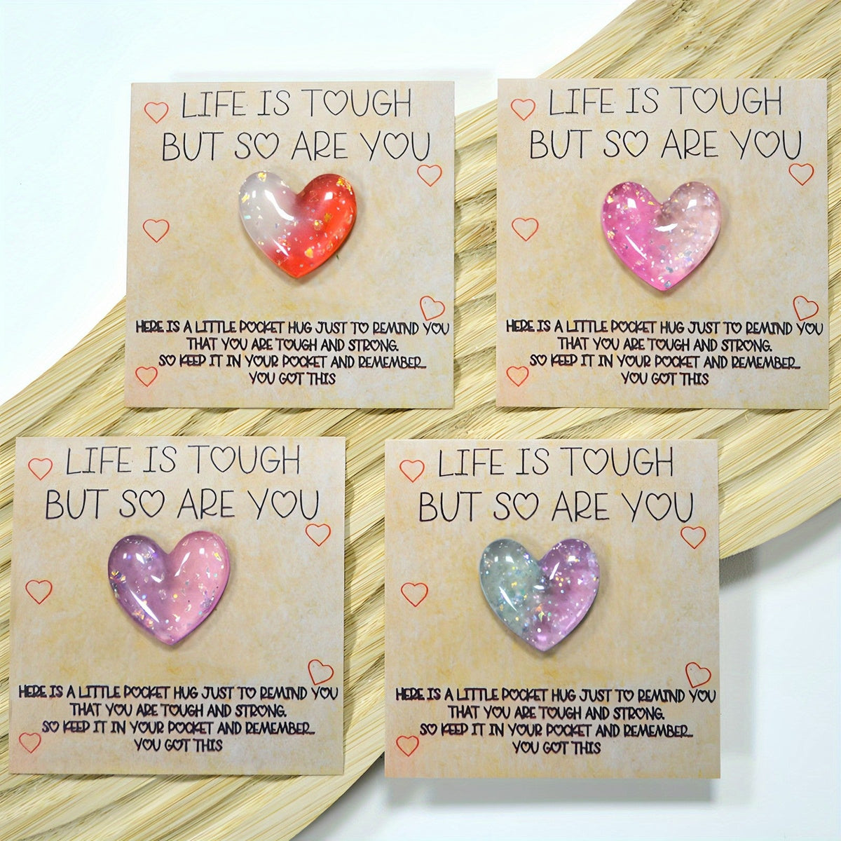 Pink Glitter Heart Pocket Hug