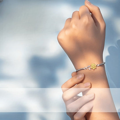 Sunflower & Leaf Beaded Bracelet