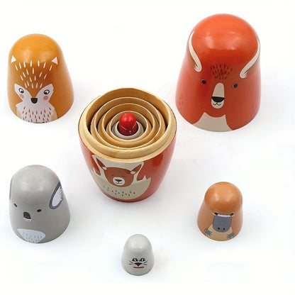 Orange Woodland Animal Nesting Doll Set