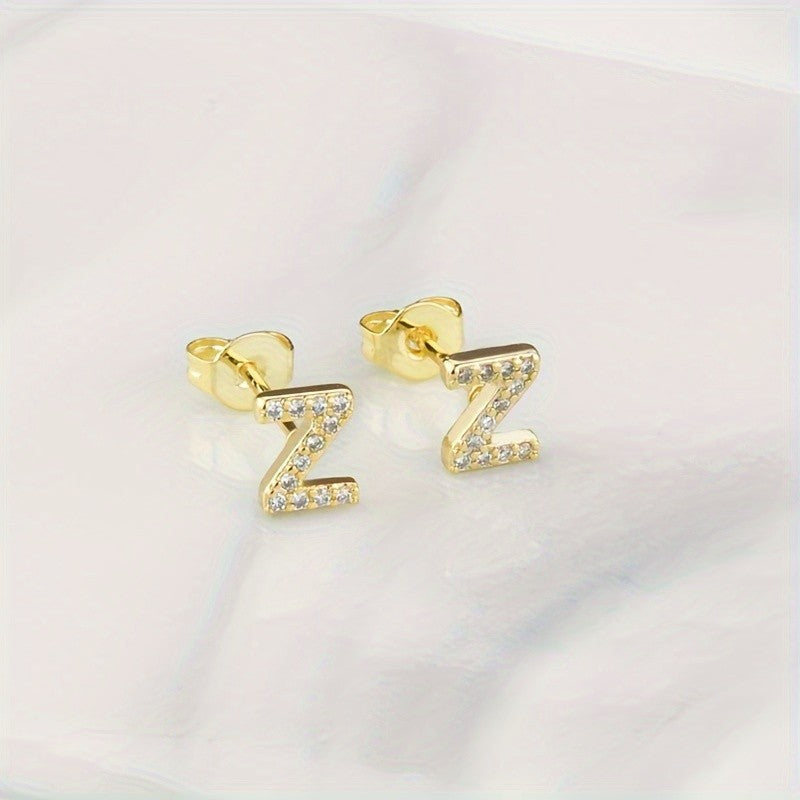 Crystal Initial Z Earrings