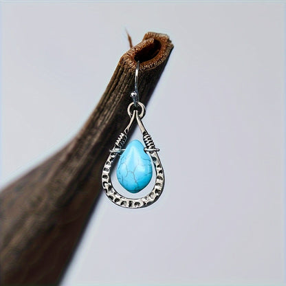 Hammered Turquoise Drop Earrings