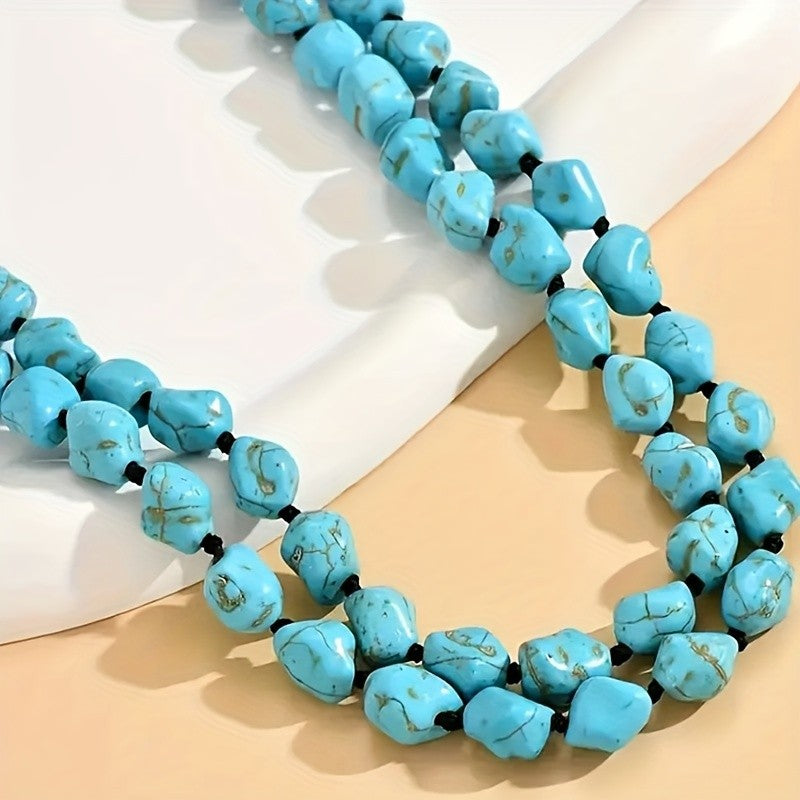 Natural Turquoise Double Layer Necklace